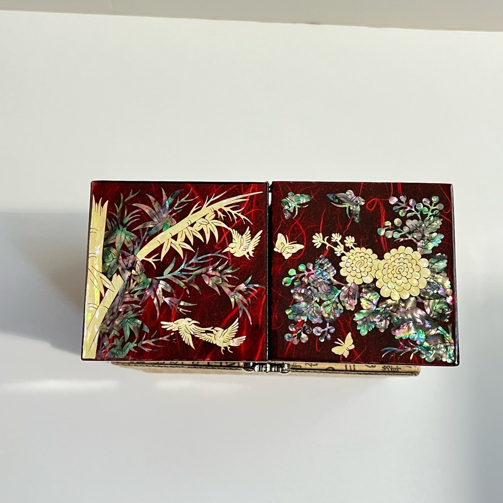 NEW Mother-of-Pearl Jewelry Box with 4 Drawers- KOREAN Traditional Lacquer Craft - Picture 3 of 16